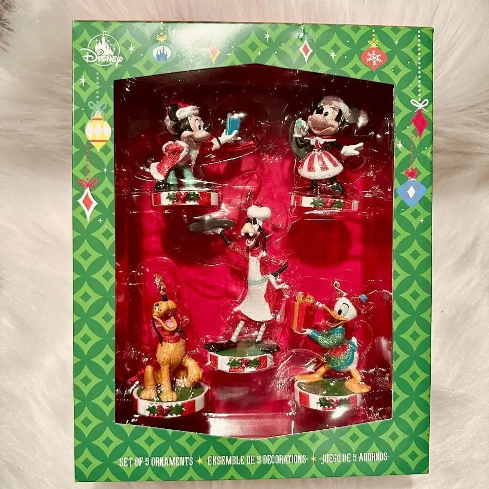 NEW Santa Mickey Mouse & Friends Sketchbook Ornament 8-pc Set 2023 New in Box